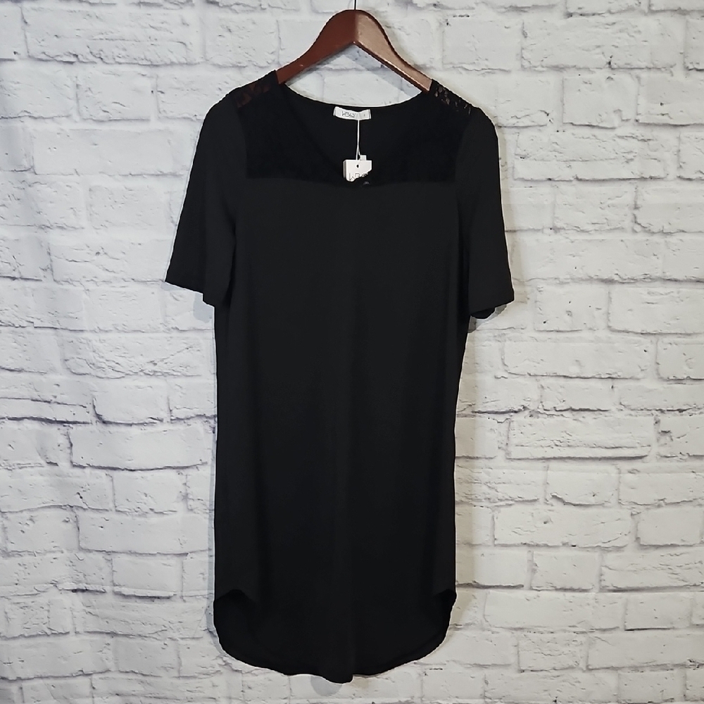Black Mini Sheath Dress with Lace for Casual Wear